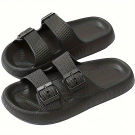 Men's Fashion Slides, Casual Non Slip Slippers, Open Toe Shoes With Buckles Deco For Indoor Outdoor Walking, Beach Shoes For Spring And Summer