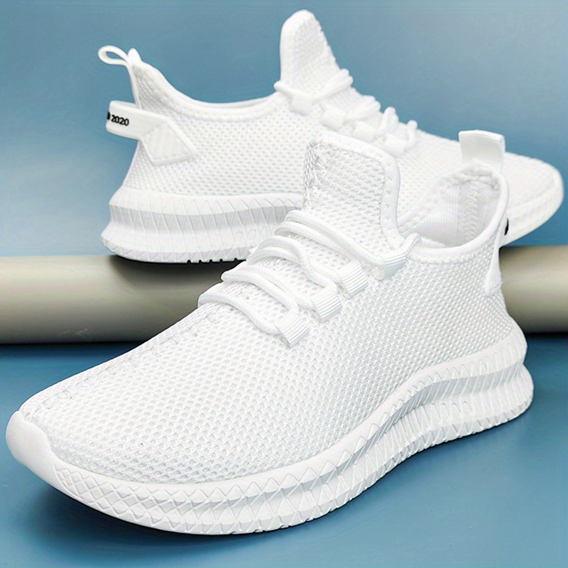 mens solid color breathable mesh lace up sneakers with assorted colors casual outdoor anti skid shoes for running walking details 1